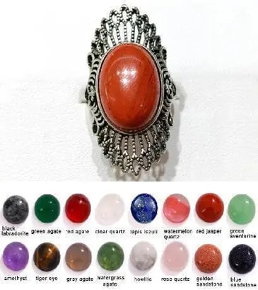 Handmade Stone Gemstone Rings with Copper & Silver, Stone Size 12*16mm, Vin-Rin23: Registered GIA Client for Natural Diamonds & Gemstones in the USA. Certificates of Authenticity for Our Hand-Knotted Rugs & Kilims. Please call 818-377-1210 for availability. Lifetime Exchange Warrant