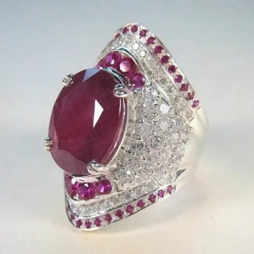 Exceptional Quality Gorgeous Women Oval Cut 2.95ct Ruby 925 Silver Filled Wedding Party Ring Size 7: Our gemstones are organic, Ruby stones suitable for investment, collectors, and fine jewelry, each accompanied by an authentic certification. Our 925 silver pieces are rhodium-plated and finished with