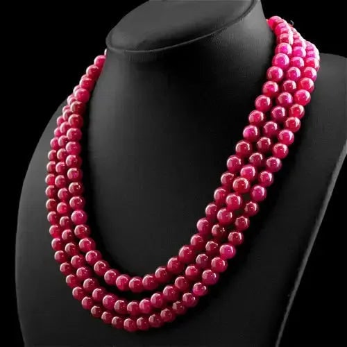 Exceptional Quality AMAZING 575.00 CTS EARTH MINED ENHANCED RUBY ROUND SHAPE BEADS NECKLACE (RS) (1 of 1)