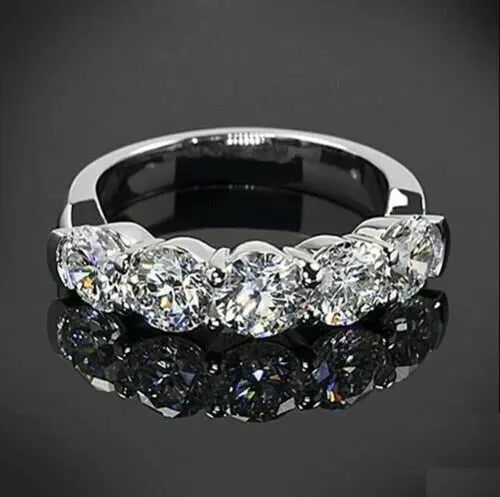 Exceptional Quality 2 Ct White Round Moissanite Five Stone Engagement Ring Sterling Silver Size 7: Our gemstones are organic, natural stones suitable for investment, collectors, and fine jewelry, each accompanied by an authentic certification. Our 925 silver pieces are rhodium-plated and finished w