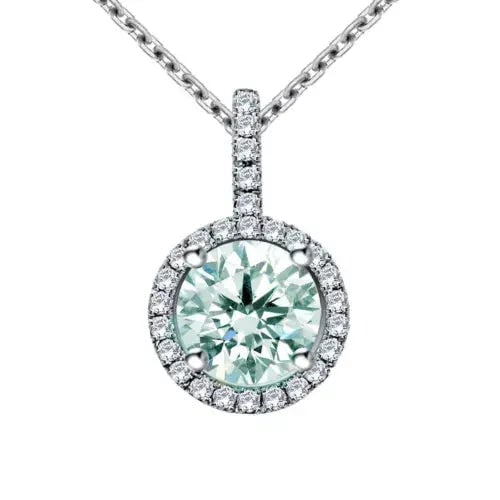 Exceptional Quality 1.57 Ct Blue White Color Round Moissanite Diamond Halo Pendant Sterling Silver: Our gemstones are organic, natural stones suitable for investment, collectors, and fine jewelry, each accompanied by an authentic certification. Our 925 silver pieces are rhodium-plated and finished w