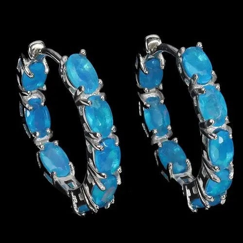 Exceptional Quality 925 Sterling Silver Earrings Oval Blue Opal 5x3mm Gemstone Jewelry Cus-Jew68: Our gemstones are organic, natural stones suitable for investment, collectors, and fine jewelry, each accompanied by an authentic certification. Our 925 silver pieces are rhodium-plated and finished w