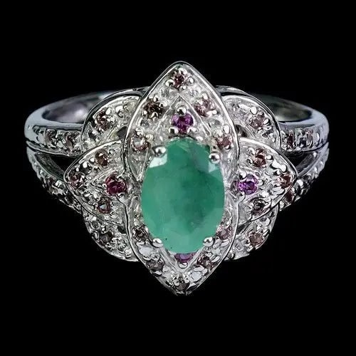 Exceptional Quality 925 Sterling Silver Ring Round Emerald 7x5mm Sapphire Gemstone Jewelry Size 7: Our gemstones are organic, natural stones suitable for investment, collectors, and fine jewelry, each accompanied by an authentic certification. Our 925 silver pieces are rhodium-plated and finished w