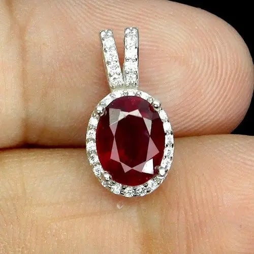 Exceptional Quality 925 Sterling Silver Pendant Oval Ruby 8x6mm Gemstone Jewelry Cus-Jew99: Our gemstones are organic, natural stones suitable for investment, collectors, and fine jewelry, each accompanied by an authentic certification. Our 925 silver pieces are rhodium-plated and finished w