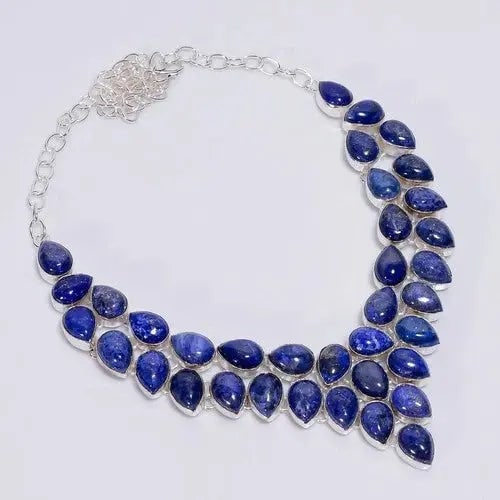 Exceptional Quality 925 Sterling Silver Lapis Lazuli Gemstone Handmade Jewelry Necklace Size-18": Our gemstones are organic, natural stones suitable for investment, collectors, and fine jewelry, each accompanied by an authentic certification. Our 925 silver pieces are rhodium-plated and finished w