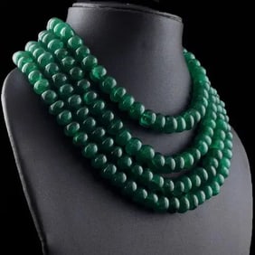 Exceptional Quality 4 Strand Womens Green Emerald 1500.00 Cts Beautiful Necklace Jewelery Cus-Jew119