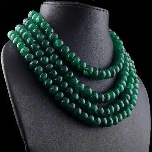 Exceptional Quality 4 Strand Womens Green Emerald 1500.00 Cts Beautiful Necklace Jewelery Cus-Jew119 (1 of 1)