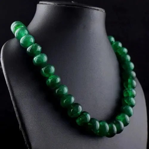 Exceptional Quality Wonderful Green Emerald Round Shape 750 Cts Beaded Necklace Jewelry Cus-Jew121 (1 of 1)
