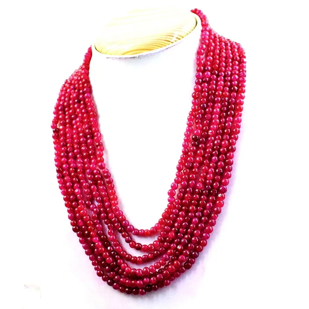 Exceptional Quality Round Shape 570.00 Cts Earth Mined Enhanced Ruby Beads Necklace Cus-Jew128: Our gemstones are organic, natural stones suitable for investment, collectors, and fine jewelry, each accompanied by an authentic certification. Our 925 silver pieces are rhodium-plated and finished w