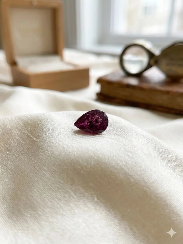 Exceptional Quality Ruby Manik, Pear Shaped, Pink Semi-Transparent Colored, Weight 3.65Ct.,Gravity: ABC Rugs, Kilims & Jewelry offers internationally certified and verified pieces, with documentation provided by trusted gemological institutions, manufacturers, and industry professionals. At ABC 