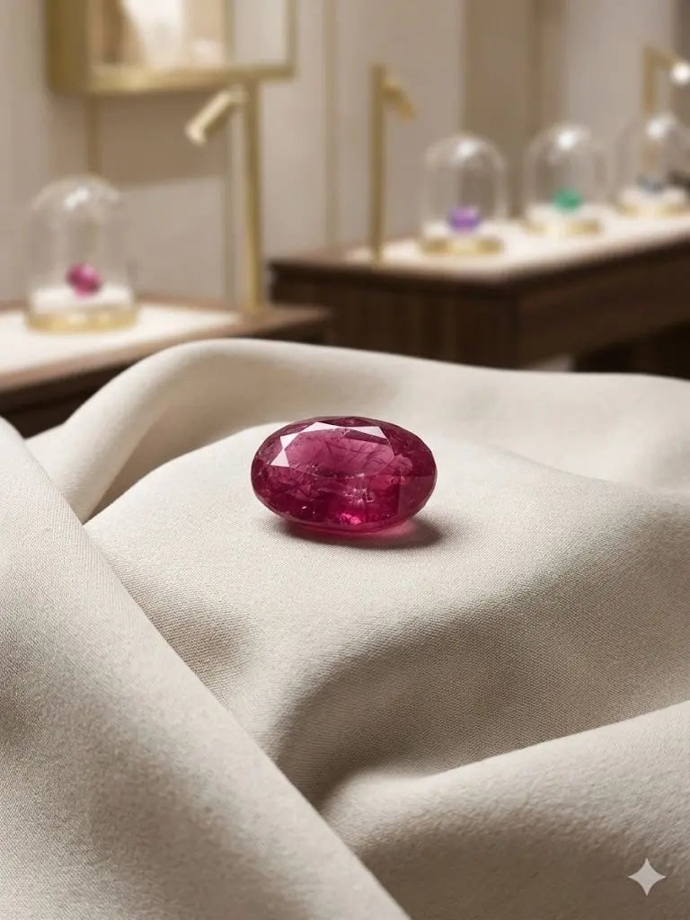 Exceptional Quality Ruby Manik, Oval/Mixed Shaped, Pink semi transparent Colored, 9.75Ct.: ABC Rugs, Kilims & Jewelry offers internationally certified and verified pieces, with documentation provided by trusted gemological institutions, manufacturers, and industry professionals. At ABC