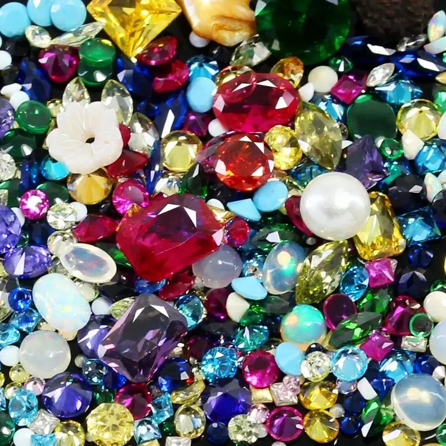 Exceptional Quality Certified Diamond MOGOK Ruby Emerald Sapphire Turquoise Amethyst 128 Pcs, Gem213 (1 of 1)