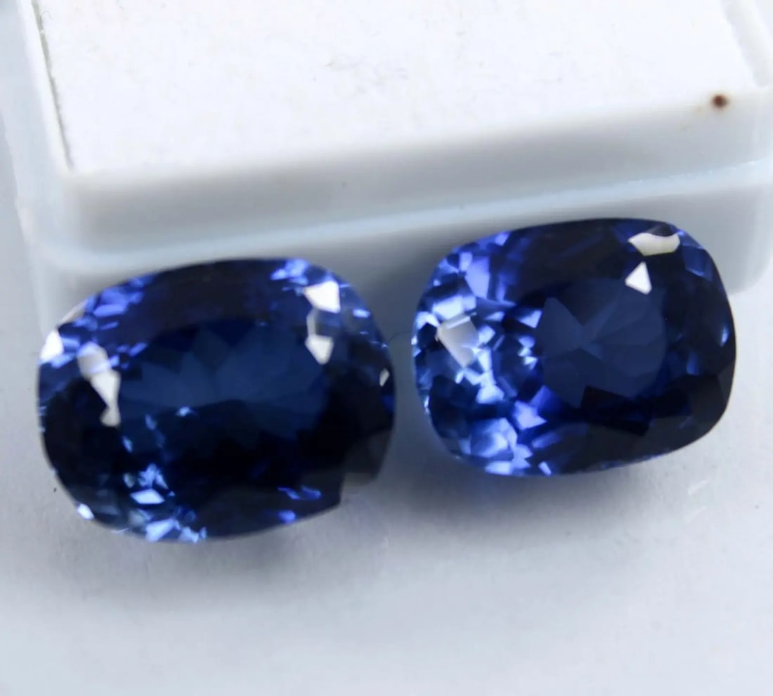 Exceptional Quality 17.50 Ct Kashmiri Blue Sapphire Cushion Certified Loose Gemstone Pair, Gem244 (1 of 1)