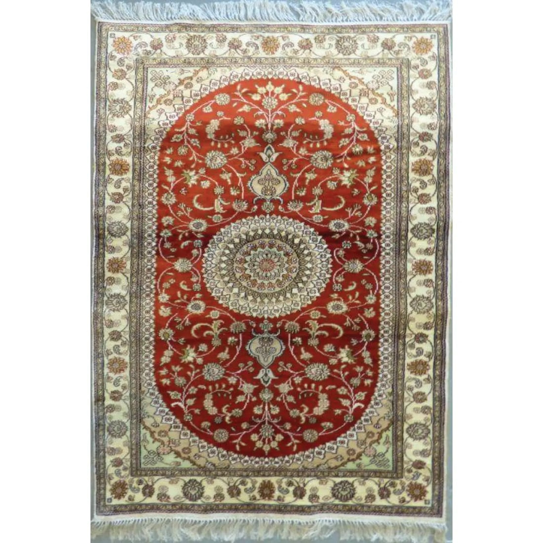 One Of The Kind Hand Made Turkish Silk design rugs size 5' x 3' Abc-Silk-TK003: Hand Made Turkish Silk design rugs size 5' x 3' Abc-Silk-TK003 Turkish Silk rugs are among the rugs with the most diversity, both with respect to the type of weave, quality and density of knots, varia