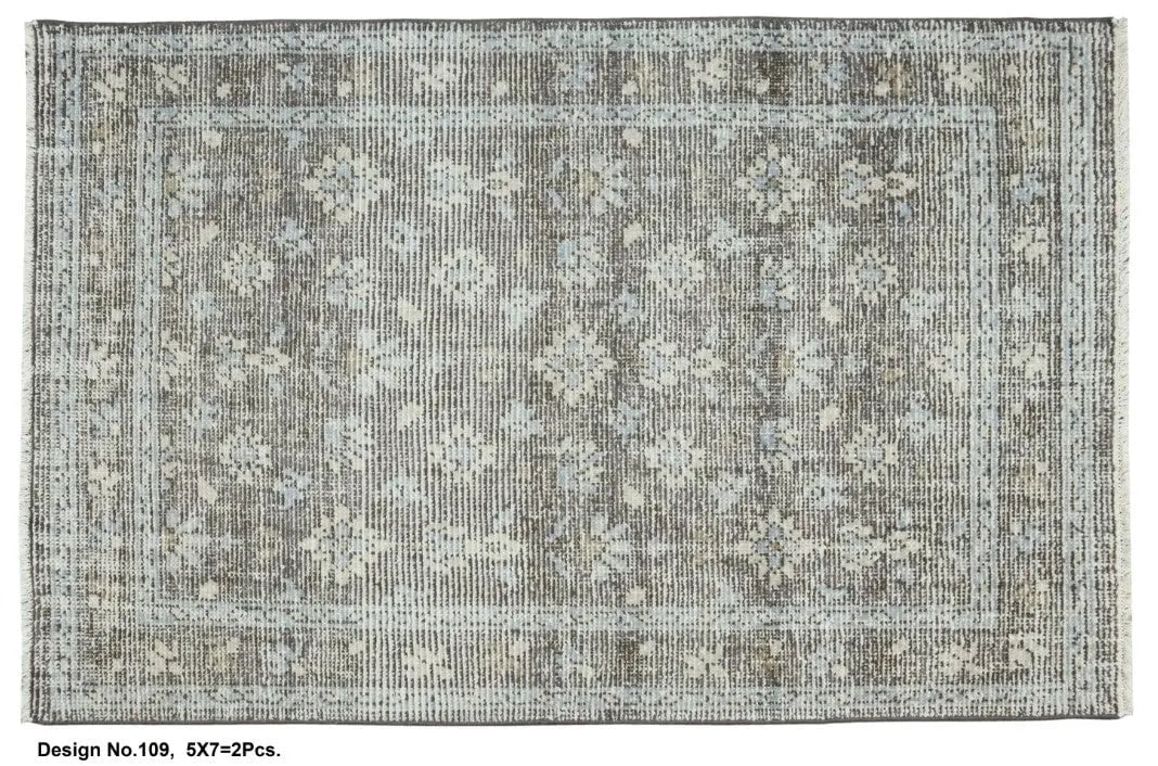 Hand knotted Indian Modern Rug 5'0" x 7'0": Hand knotted and meticulously crafted by Indian artisans, this stunning Indian Hand Knotted Area Rug will invite quality and beauty into your home, office or outdoor space. ABC Rugs Kilims takes pride