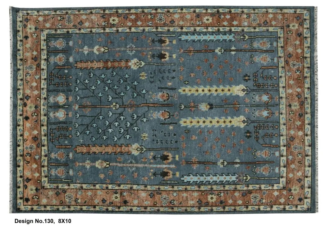 Hand knotted Indian Modern Rug 8'0" x 10'0": Hand knotted and meticulously crafted by Indian artisans, this stunning Indian Hand Knotted Area Rug will invite quality and beauty into your home, office or outdoor space. ABC Rugs Kilims takes pride