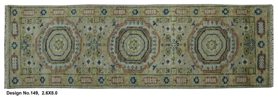 Hand knotted Indian Modern Rug 2'6" x 8'0": Hand knotted and meticulously crafted by Indian artisans, this stunning Indian Hand Knotted Area Rug will invite quality and beauty into your home, office or outdoor space. ABC Rugs Kilims takes pride