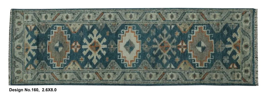 Hand knotted Indian Modern Rug 2'6" x 8'0": Hand knotted and meticulously crafted by Indian artisans, this stunning Indian Hand Knotted Area Rug will invite quality and beauty into your home, office or outdoor space. ABC Rugs Kilims takes pride