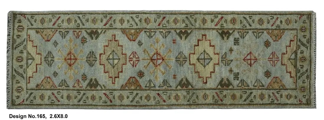 Hand knotted Indian Modern Rug 2'6" x 8'0": Hand knotted and meticulously crafted by Indian artisans, this stunning Indian Hand Knotted Area Rug will invite quality and beauty into your home, office or outdoor space. ABC Rugs Kilims takes pride
