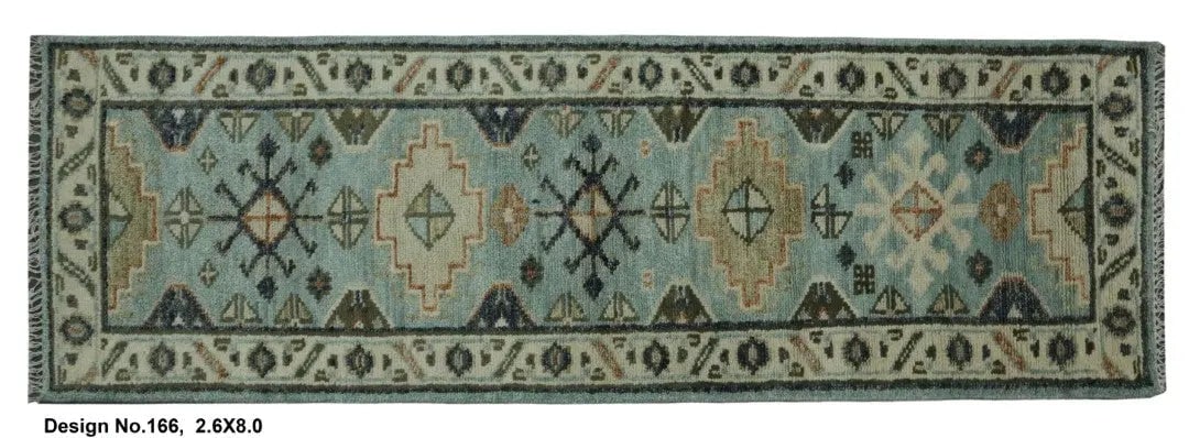 Hand knotted Indian Modern Rug 2'6" x 8'0": Hand knotted and meticulously crafted by Indian artisans, this stunning Indian Hand Knotted Area Rug will invite quality and beauty into your home, office or outdoor space. ABC Rugs Kilims takes pride