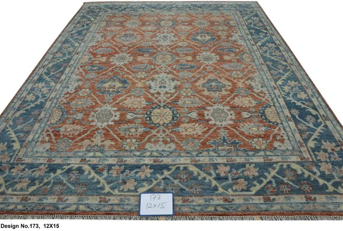 Hand knotted Indian Modern Rug 12'0" x 15'0": Hand knotted and meticulously crafted by Indian artisans, this stunning Indian Hand Knotted Area Rug will invite quality and beauty into your home, office or outdoor space. ABC Rugs Kilims takes pride