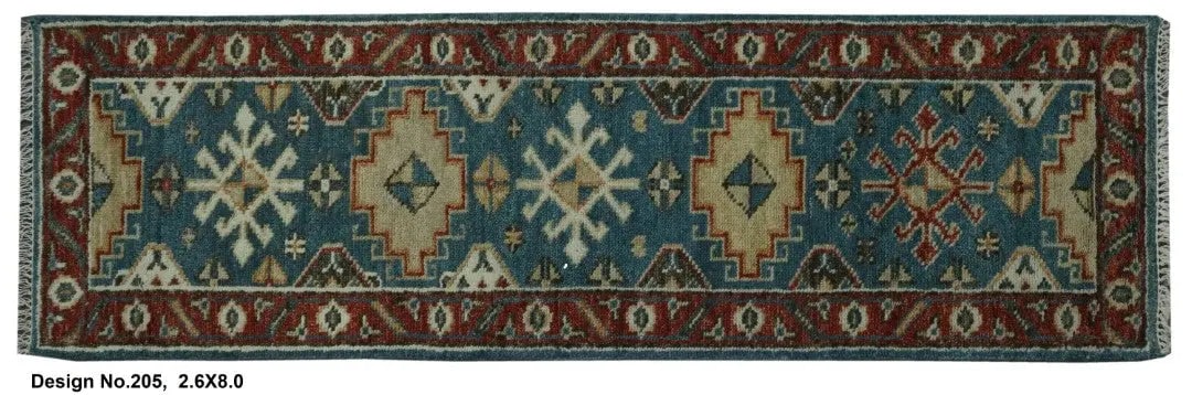 Hand knotted Indian Modern Rug 2'6" x 8'0": Hand knotted and meticulously crafted by Indian artisans, this stunning Indian Hand Knotted Area Rug will invite quality and beauty into your home, office or outdoor space. ABC Rugs Kilims takes pride