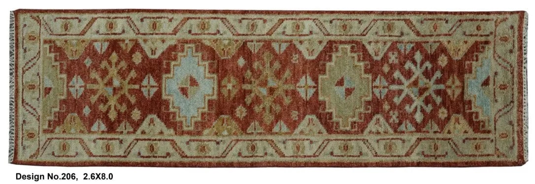Hand knotted Indian Modern Rug 2'6" x 8'0": Hand knotted and meticulously crafted by Indian artisans, this stunning Indian Hand Knotted Area Rug will invite quality and beauty into your home, office or outdoor space. ABC Rugs Kilims takes pride