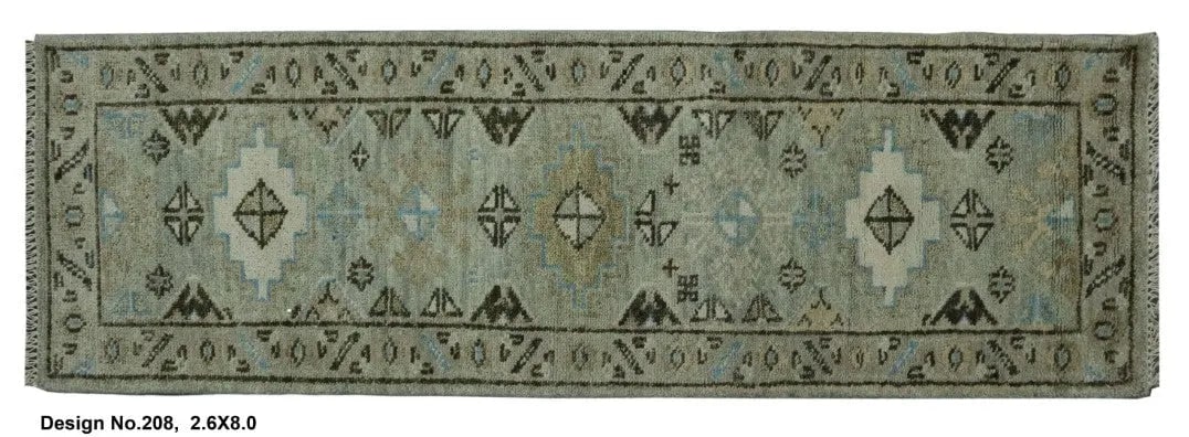 Hand knotted Indian Modern Rug 2'6" x 8'0": Hand knotted and meticulously crafted by Indian artisans, this stunning Indian Hand Knotted Area Rug will invite quality and beauty into your home, office or outdoor space. ABC Rugs Kilims takes pride