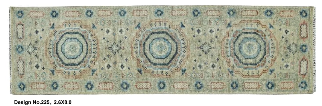 Hand knotted Indian Modern Rug 2'6" x 8'0": Hand knotted and meticulously crafted by Indian artisans, this stunning Indian Hand Knotted Area Rug will invite quality and beauty into your home, office or outdoor space. ABC Rugs Kilims takes pride