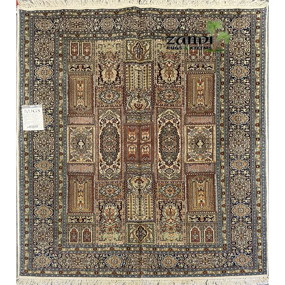 One Of The Kind Kashmiri Hand-Knotted Silk Rug 4'1'' x 6'1'' (1 of 1)
