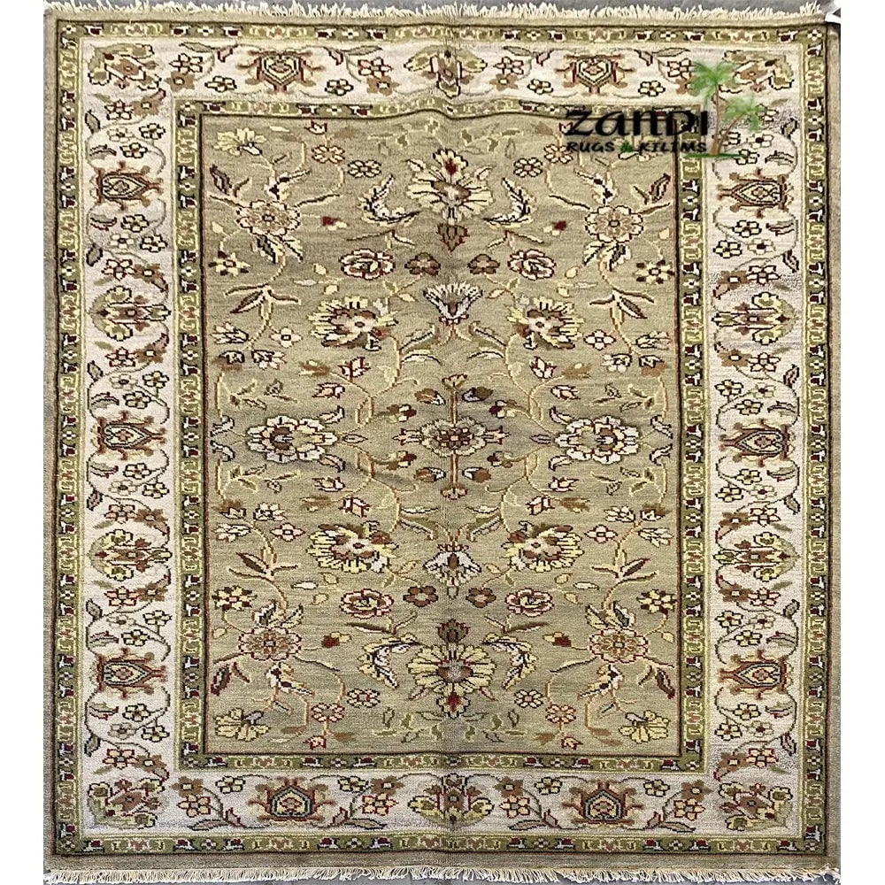 One Of The Kind Indian Hand-Knotted Rug 5'6''X8'6'': ABC Rugs Kilims Collection Hand Knotted Indian Agra Traditional Design Rug Size 5'6''X8'6'' (Rr10340) (Z_Abcr00488) (Camel) Hand knotted and meticulously crafted by Indian artisans, this stunning Indi