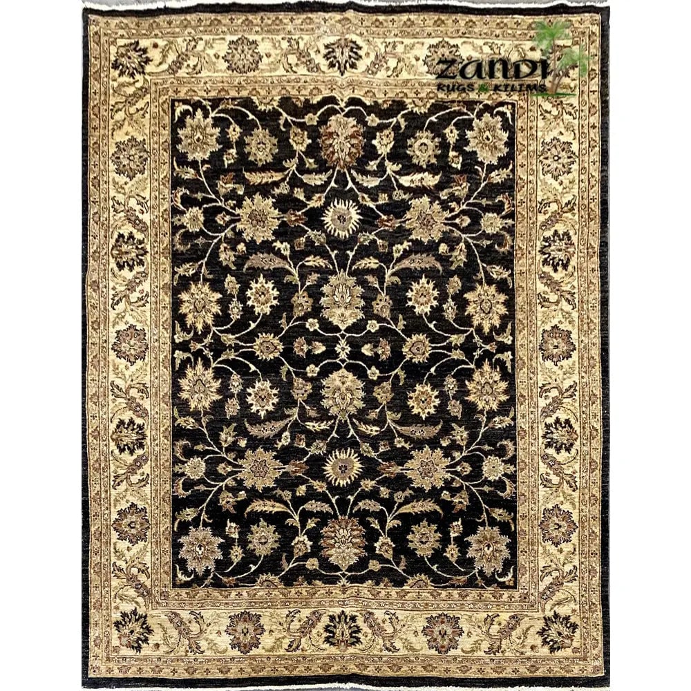 Hand Knotted One Of The Kind Peshawar And Khotan Rug 8'6" x 9'5" Pes_Kho_31: ABC Rugs Kilims Collection Hand Knotted Pakistani Modern Design Rug Size 8'6''X9'5'' (Rr10332) (Black, Gold) Hand knotted and meticulously crafted by Pakistan artisans, this stunning Pakistan Hand Kno