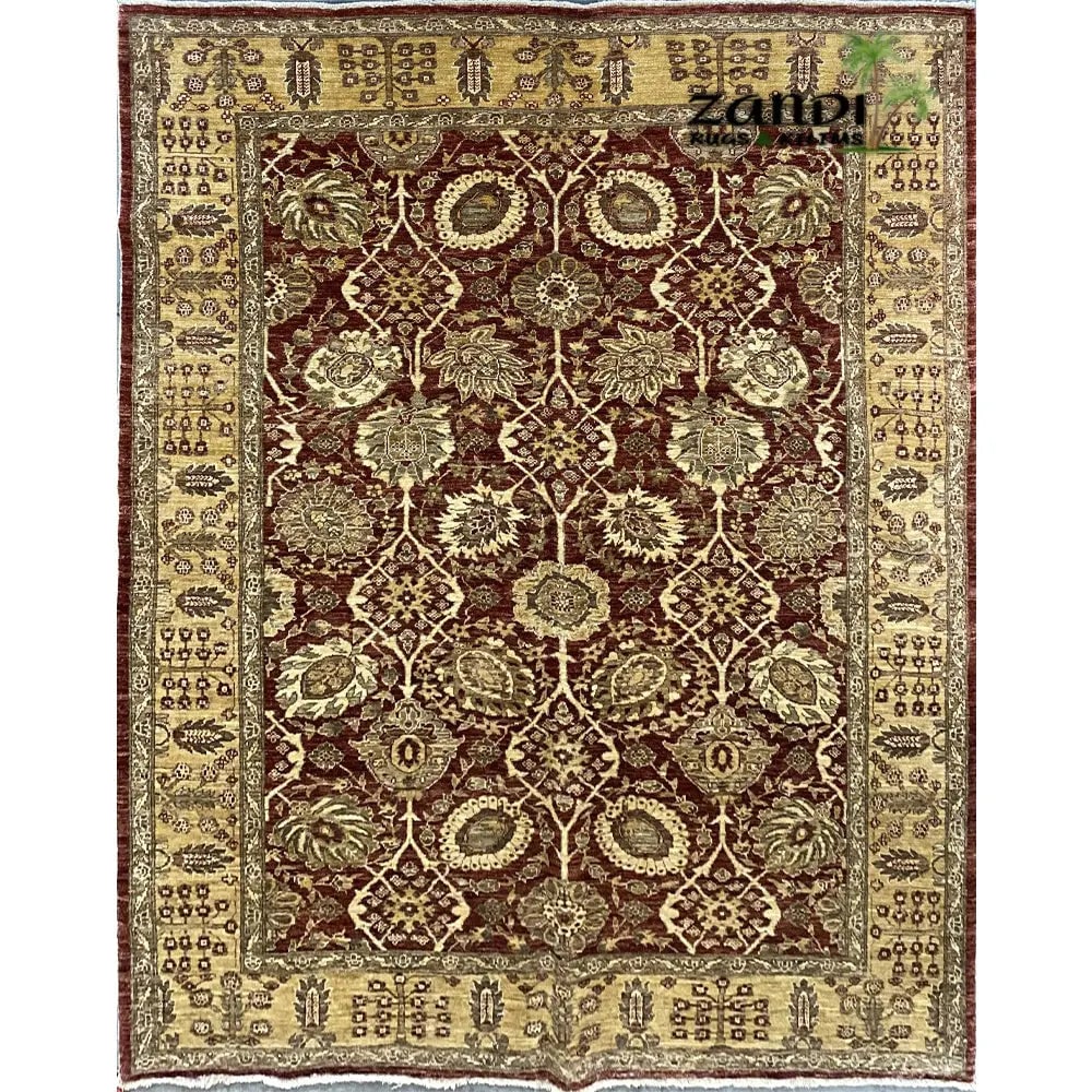 Hand Knotted One Of The Kind Peshawar And Khotan Rug 9'0" x 6'0" Pes_Kho_34: ABC Rugs Kilims Collection Hand Knotted Pakistani New Design Rug Size 9'0''X6'0'' (Rr10316) (Z_Pk10081) (Red, Cream) Hand knotted and meticulously crafted by Pakistan artisans, this stunning Pakistan 
