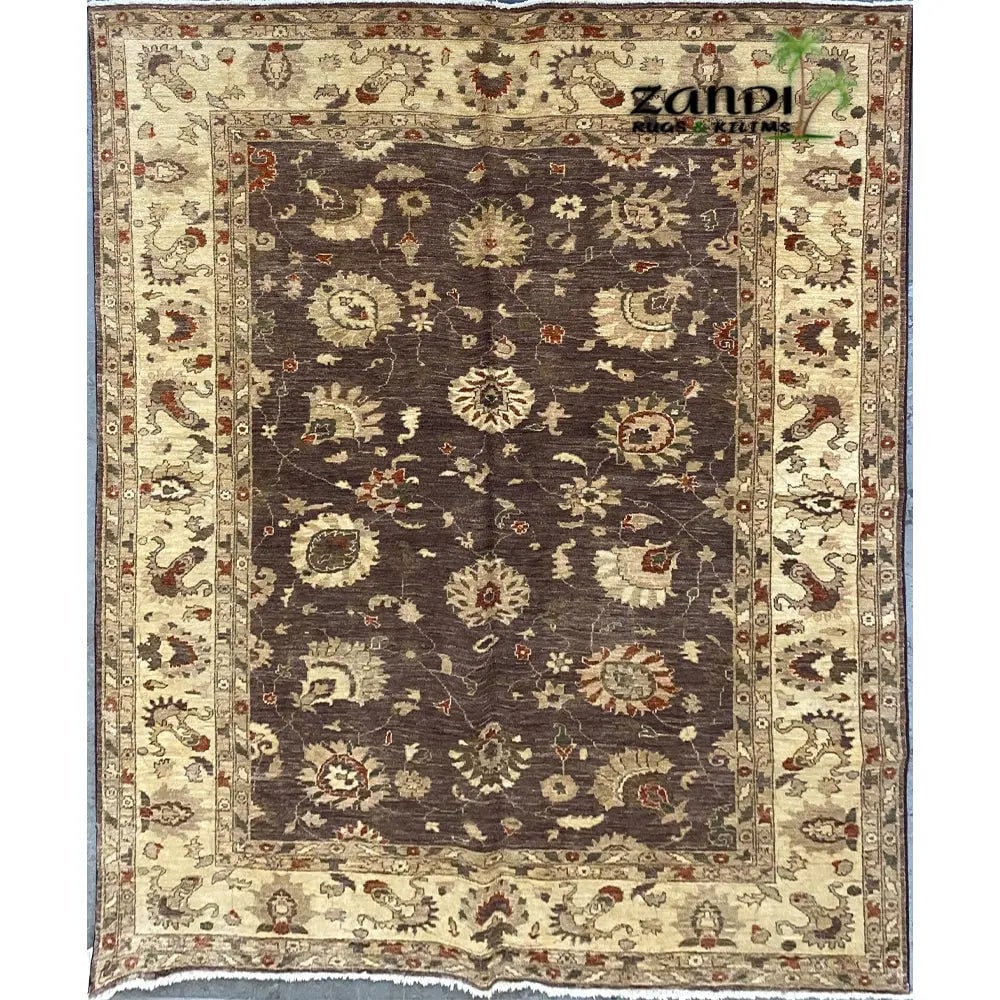 Hand Knotted One Of The Kind Peshawar And Khotan Rug 8'10" x 6'1" Pes_Kho_36: ABC Rugs Kilims Collection Hand Knotted Pakistani Peshawar Traditional Design Rug Size 8'10''X6'1'' (Rr10324) (Z_Abcr01744) (Cream, Brown) Hand knotted and meticulously crafted by Pakistan artisans, t