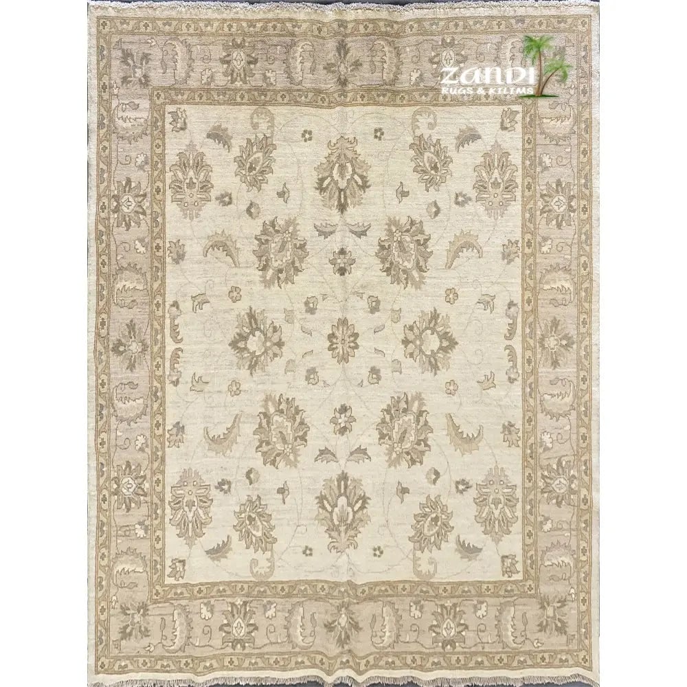 Hand Knotted One Of The Kind Peshawar And Khotan Rug 6'7" x 6'8" Pes_Kho_45: ABC Rugs Kilims Collection Hand Knotted Pakistani Peshawari Traditional Design Rug Size 6'7''X6'8'' (Rr10323) (Z_Abcr00058) (Cream, Camel) Hand knotted and meticulously crafted by Pakistan artisans, t