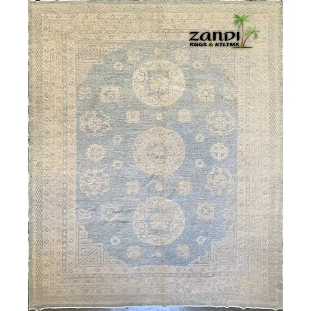 Hand Knotted One Of The Kind Peshawar And Khotan Rug 11'0" x 9'0" Pes_Kho_69: ABC Rugs Kilims Collection Hand Knotted Afghani Khotan Design Rug Size 11'0''X9'0'' (Rr10133) (Gray, Cream) Hand knotted and meticulously crafted by Afghan artisans, this stunning Afghani Rug Hand Kno