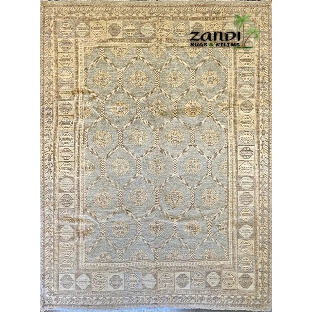 Hand Knotted One Of The Kind Peshawar And Khotan Rug 9'3" x 12'4" Pes_Kho_71: ABC Rugs Kilims Collection Hand Knotted Pakistani Khotan Design Rug Size 9'3''X12'4'' (Rr10161) (Z_8606) (Gray, Cream) Hand knotted and meticulously crafted by Afghan artisans, this stunning Afghani R
