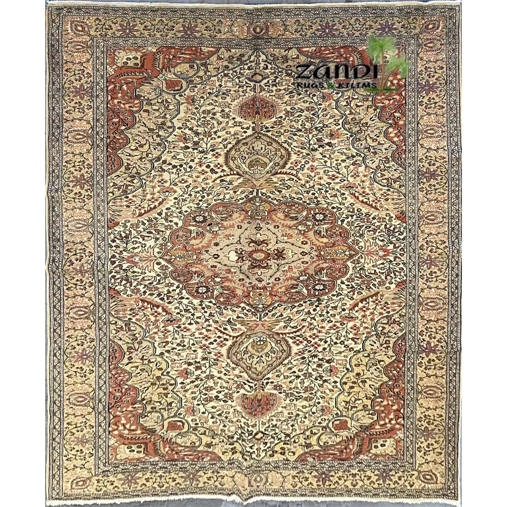 Hand Knotted One Of The Kind Peshawar And Khotan Rug 7'7" x 9'7" Pes_Kho_100: ABC Rugs Kilims Collection Hand Knotted Afghani Khotan Design Rug Size 7'7X9'7 (Rr10339) (Cream, Brown) Hand knotted and meticulously crafted by Afghan artisans, this stunning Afghani Rug Hand Knotted