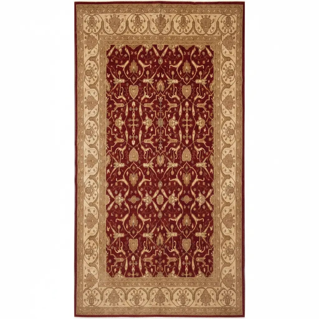 Hand Knotted One Of The Kind Peshawar And Khotan Rug 14'2" x 10' Pes_Kho_109: ABC Rugs Kilims Collection Hand Knotted Peshawar Wool Afghan Rug Size 14'2X10' (Gr15167) (Abcr15167) (Red, Camel) Hand knotted and meticulously crafted by Afghan artisans, this stunning Afghan Hand Kn