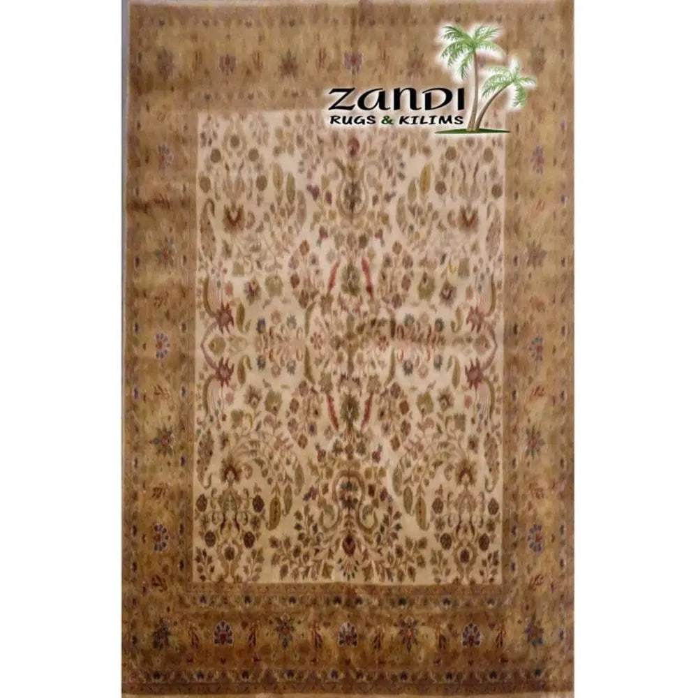 One Of The Kind Indian Hand-Knotted Rug 8'X8'1": ABC Rugs Kilims Collection Hand Knotted Fine/Agra Indian Rug Size 8'X8'1 (Gr15170) (Abcr15170) (Cream, Brown) Hand knotted and meticulously crafted by Indian artisans, this stunning Indian Hand Knotte