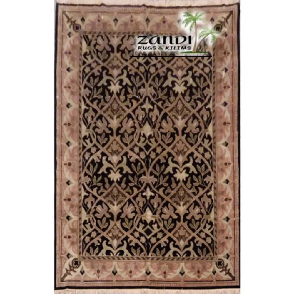 One Of The Kind Indian Hand-Knotted Rug 8'9"X11'8": ABC Rugs Kilims Collection Hand Knotted Traditional Wool/Cotton Indian Rug Size 8'9X11'8 (Gr15101) (Abcr00713) (Black, Rose) Hand knotted and meticulously crafted by Indian artisans, this stunning Ind