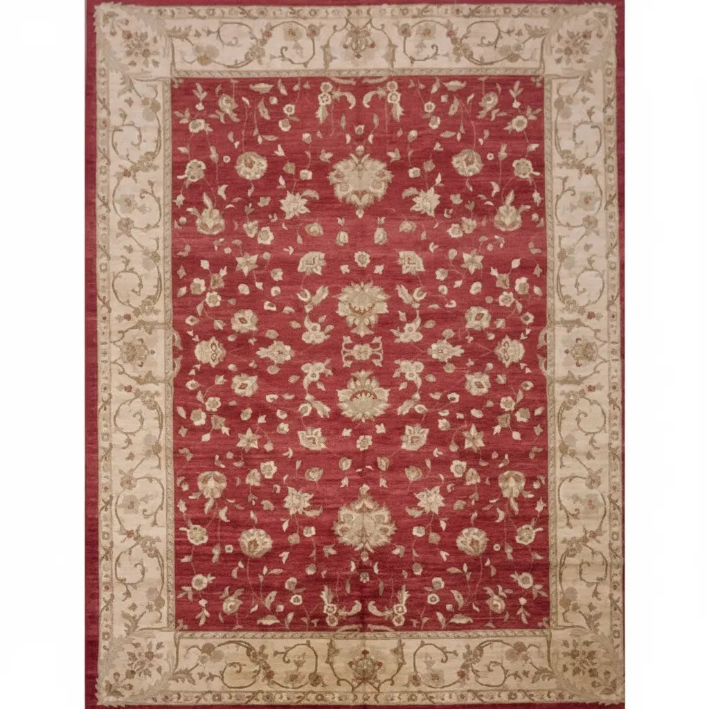 Hand Knotted One Of The Kind Peshawar And Khotan Rug 10'2" x 13'9" Pes_Kho_123: ABC Rugs Kilims Collection Hand Knotted Traditional Wool/ Cotton Afghan Rug Size 10'2X13'9 (Gr15977) (Abcr01810) (Red, Camel) Hand knotted and meticulously crafted by Afghan artisans, this stunning Af