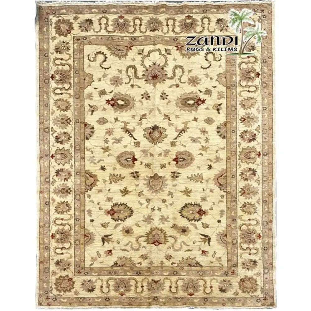 Hand Knotted One Of The Kind Peshawar And Khotan Rug 8'9" x 5'11" Pes_Kho_127: ABC Rugs Kilims Collection Traditional Pakistani Wool/Cotton Rug 8'9X5'11 (Az401741) (Cream, Camel) Hand knotted and meticulously crafted by Pakistan artisans, this stunning Pakistan Hand Knotted Area