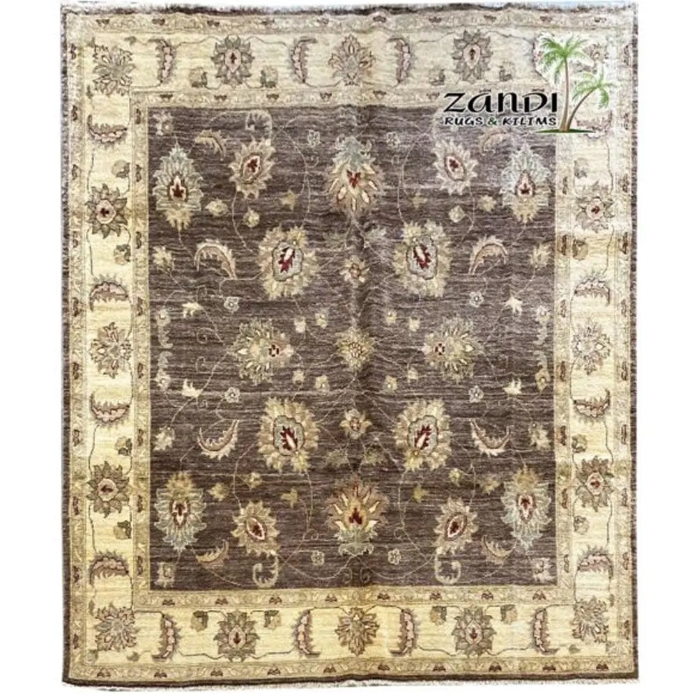 Hand Knotted One Of The Kind Peshawar And Khotan Rug 6'7" x 6'8" Pes_Kho_128: ABC Rugs Kilims Collection Traditional Pakistani Cotton/Wool Rug 6'7 X 6'8 (Cream, Brown) Hand knotted and meticulously crafted by Pakistan artisans, this stunning Pakistan Hand Knotted Area Rug will 