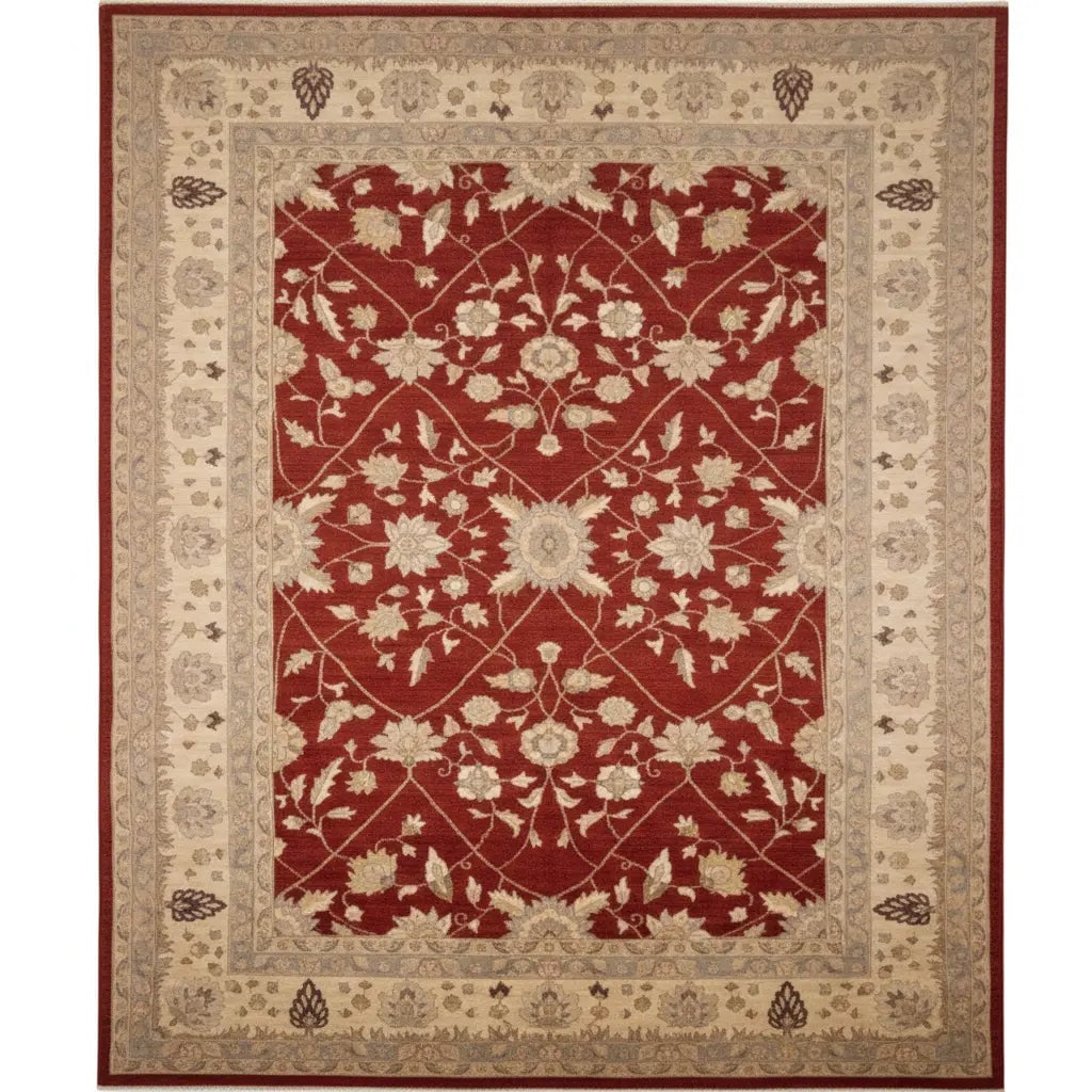 Hand Knotted One Of The Kind Peshawar And Khotan Rug 13'7" x 10" Pes_Kho_131: ABC Rugs Kilims Collection Afghani Hand Knotted Wool/Cotton Peshawar Rugs 13'7X10 (R15189) (Abcr01812) (Red, Camel) Hand knotted and meticulously crafted by Afghan artisans, this stunning Afghan Hand 