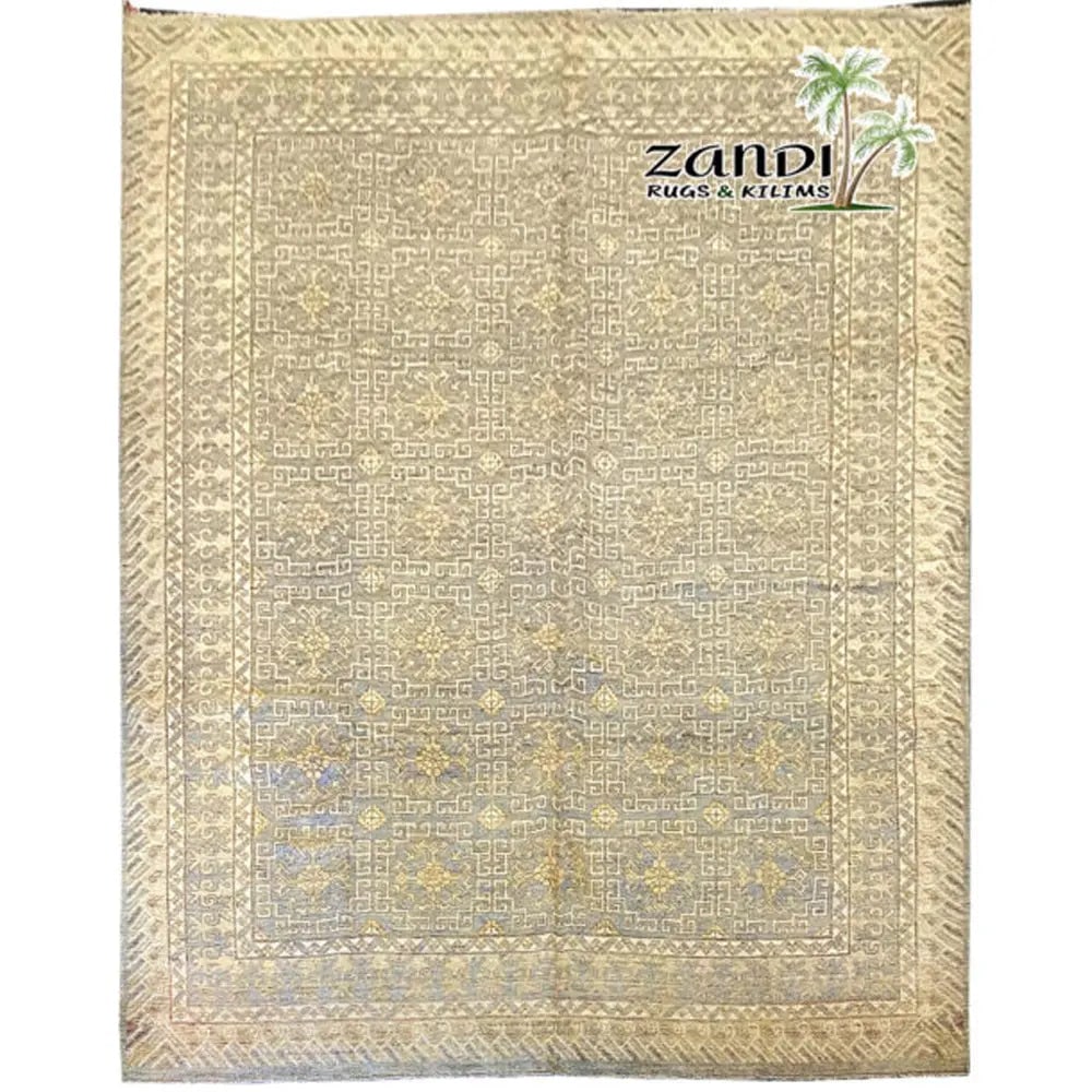 Hand Knotted One Of The Kind Peshawar And Khotan Rug 9' x 12' Pes_Kho_160: ABC Rugs Kilims Collection Afghani Khotan Premium Quality Rug Size 9'X12' (Gr10168) (Abcr-8607) (Cream, Camel) Hand knotted and meticulously crafted by Afghan artisans, this stunning Afghani Rug Hand 