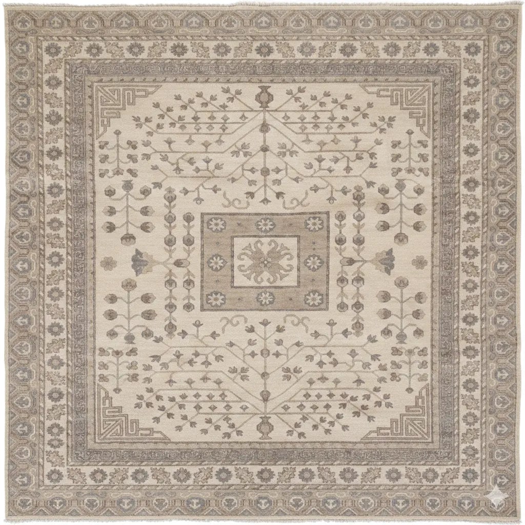 Hand Knotted One Of The Kind Peshawar And Khotan Rug 10' x 7'11" Pes_Kho_169: ABC Rugs Kilims Collection Pakistani Khotan Design Hand Knotted Wool/Cotton | Size 10'X 7'11 Gr16544 (Abcr16544) (Camel, Cream) Hand knotted and meticulously crafted by Afghan artisans, this stunning 