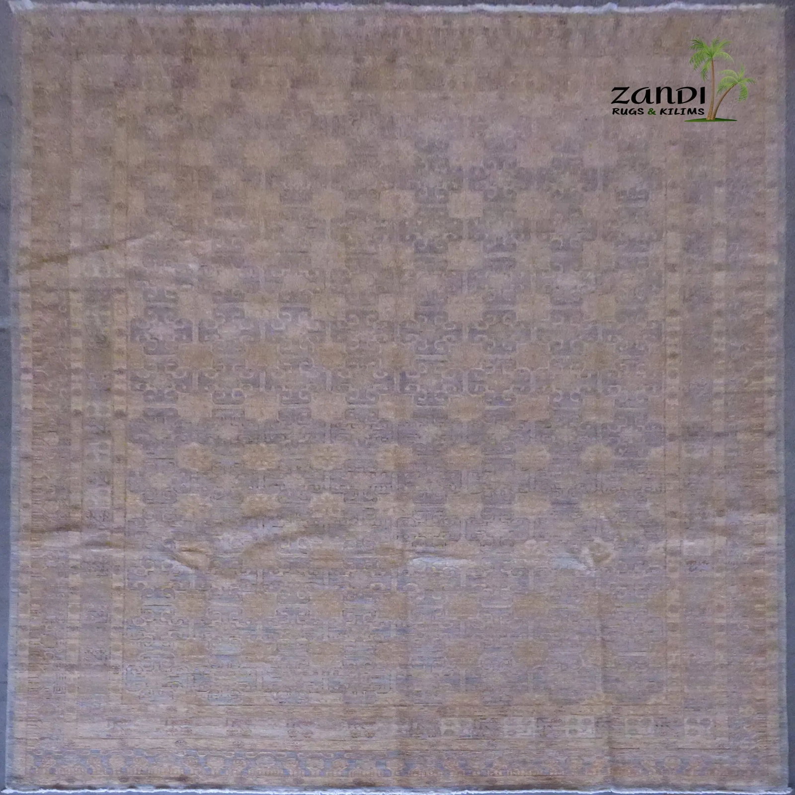 Hand Knotted One Of The Kind Peshawar And Khotan Rug 12'1" x 8'11" Pes_Kho_171: ABC Rugs Kilims Collection Pakistani Khotan Design Hand Knotted Wool/Cotton | Size 12'1X 8'11 Gr16600 (Abcr16600) (Brown, Gray) Hand knotted and meticulously crafted by Afghan artisans, this stunning 