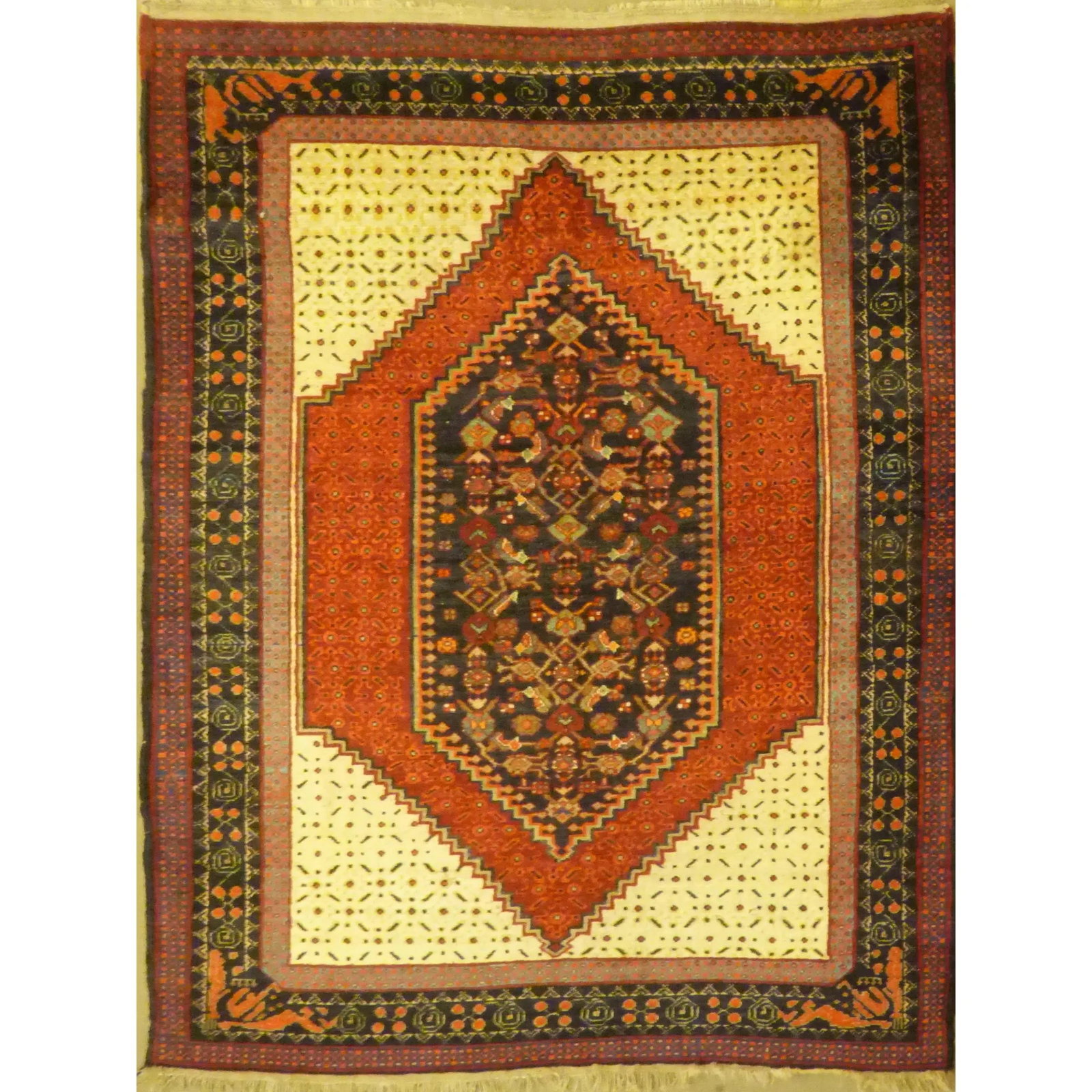 Hand Knotted One Of The Kind Peshawar And Khotan Rug 7'4" x 4'7" Pes_Kho_183: ABC Rugs Kilims Collection Unique Super Soft Hand-Knotted Afghani Modern Area Rug Made With Natural New Zealand Wools, Amp And Cotton 7'4 X 4'7 (Abcr04519) (Cream ,Red, Brown) Hand knotted and meticul