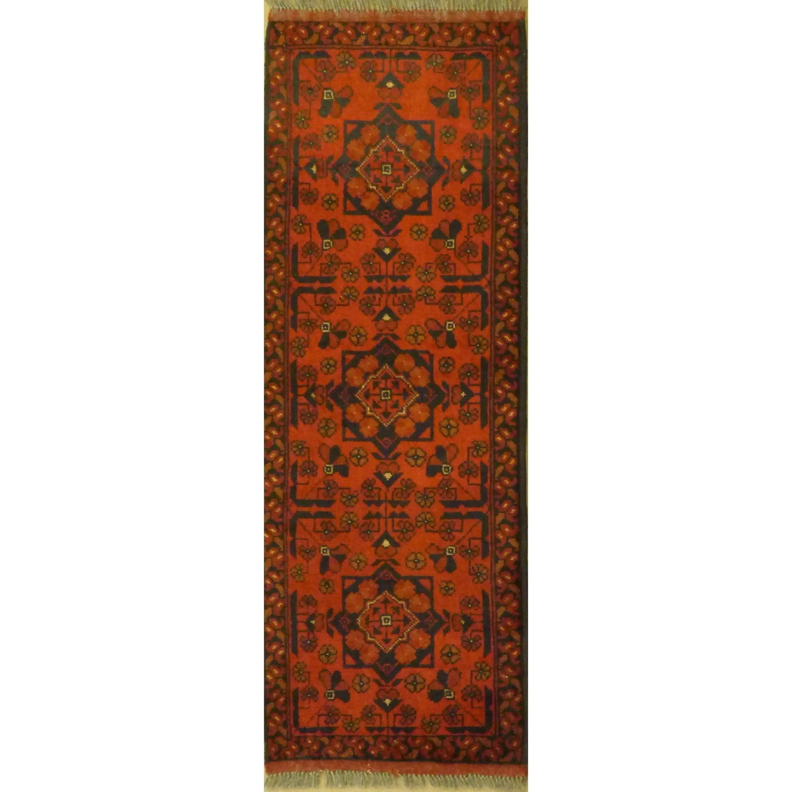 One Of The Kind Afghani Hand-Knotted Rug 1'11" x 5'6" Afg14: ABC Rugs Kilims Collection Unique Super Soft Hand-Knotted Afghani Modern Area Rug Made With Natural New Zealand Wools, Amp And Cotton 1'11 X 5'6 (Abcr04534) (Red, Brown) Hand knotted and meticulously 